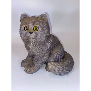 Vtg 1984 Enesco Purebred Pets Gray Cat Kitten Figurine Kathy Wise Retired Decor